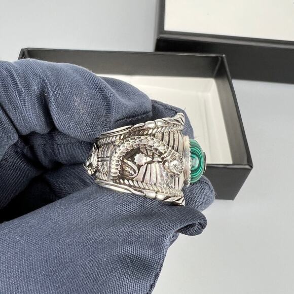 NIB Gucci Garden GG Malachite Ring in Silver Size 12 - Picture 10 of 14